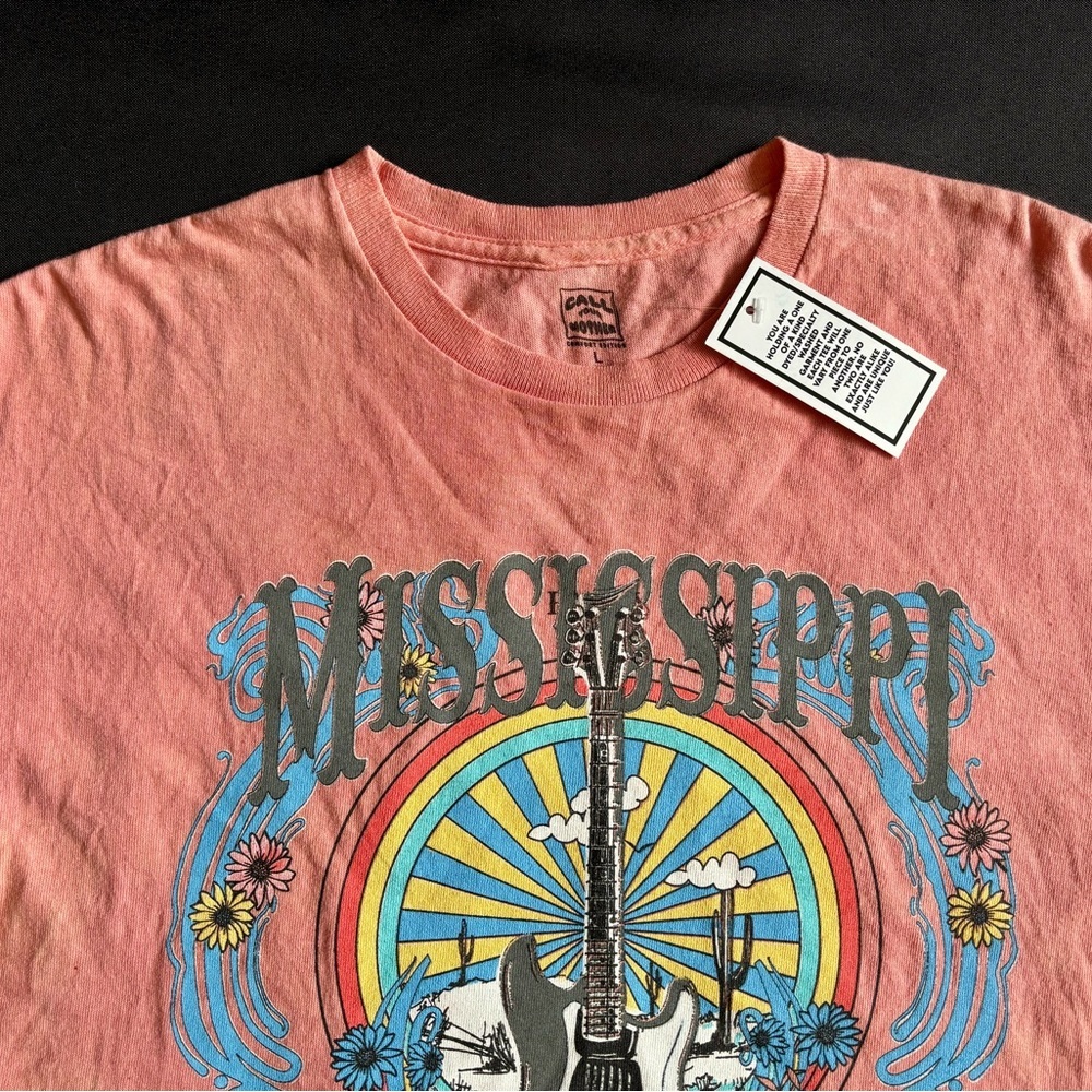 Call Your Mother Graphic T-Shirt Mississippi Men’s Size Large Music Pink - Picture 2 of 6